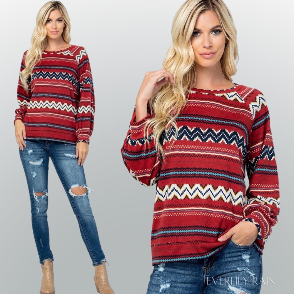 2 PK |  Burgundy Aztec Print Soft Top